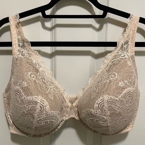 Thirdlove 24/7 lace contour plunge bra, pink, nude, size 38F, removable pads